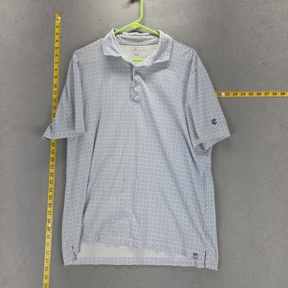 Peter Millar Shirt Mens Large White Polo Performance Golf Pima Cotton